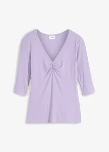 Geribd shirt met V-hals, halflange mouw, bonprix