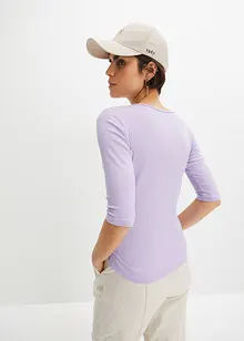 Geribd shirt met V-hals, halflange mouw, bonprix