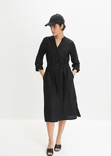 Jurk met zakken in een mix van linnen en viscose, bonprix