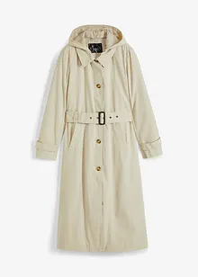 Kuitlange jas in trenchcoat stijl met afneembare capuchon, bonprix