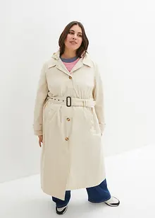 Kuitlange jas in trenchcoat stijl met afneembare capuchon, bonprix