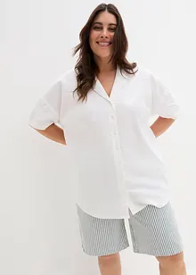 Luchtige oversized blouse met linnen, korte mouw, bonprix