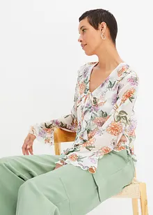 Gedessineerde blouse met volants, bonprix