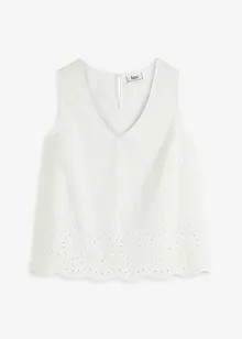 Wijde blousetop van biologisch katoen met broderie anglaise, bpc bonprix collection