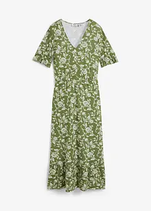 Jersey jurk met pofmouwen en volant, bonprix