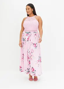 Maxi jurk met bloemenprint en kant, bonprix