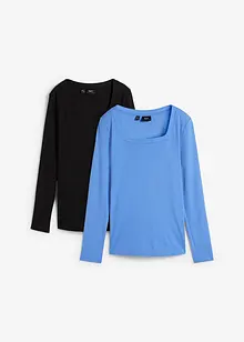 Longsleeve met carréhals (set van 2), bonprix