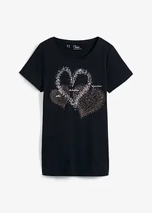 Katoenen shirt met hart, korte mouw, bonprix