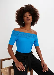 Carmen-shirt met kant en structuur, BODYFLIRT boutique