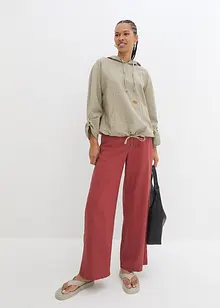 Blouse met capuchon van linnenmix, bonprix
