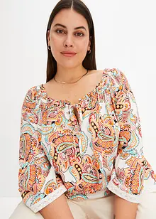 Gedessineerde blouse met kant, bonprix