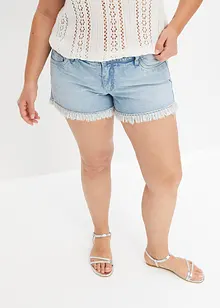 Jeans short met franjes en stras, BODYFLIRT