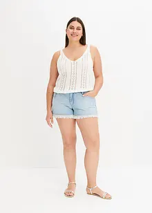 Jeans short met franjes en stras, BODYFLIRT