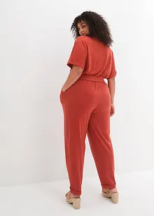 Jersey jumpsuit met structuur en strikceintuur, cropped, bpc bonprix collection