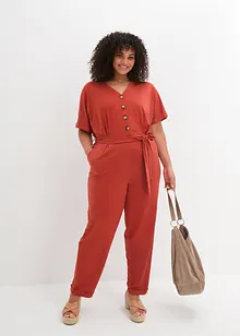 Jersey jumpsuit met structuur en strikceintuur, cropped, bpc bonprix collection