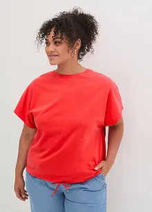 Shirt in een katoen-viscosemix met strikkoordje aan de zoom, bonprix