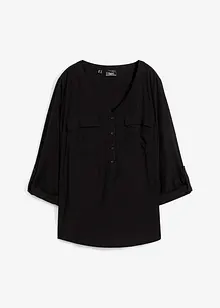 Blouse met lange mouwen en V-hals van vloeiende viscose, bonprix