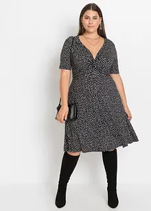Gedessineerde jersey jurk met drapering in een zachte viscosemix, bonprix