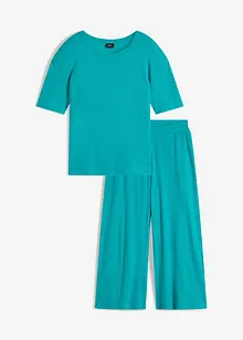 Geribde pyjama met culotte (2-dlg. set), bonprix