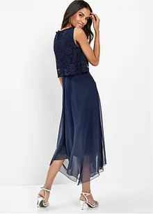 Premium chiffon midi jurk met kant, bonprix