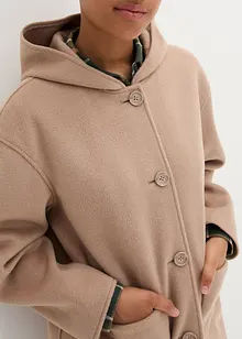 Korte coat in wollen look met capuchon, bonprix