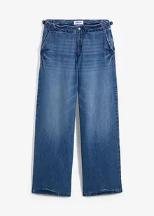 Wide leg stretch jeans met mid waist, bonprix