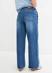 Wide leg stretch jeans met mid waist, bonprix