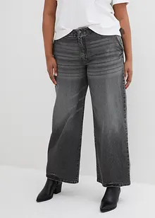 Wide leg stretch jeans met mid waist, bonprix