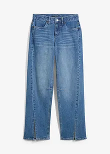 Wide jeans met mid waist en splitten, bonprix