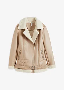 Lange shearling jas met imitatiebont, bonprix