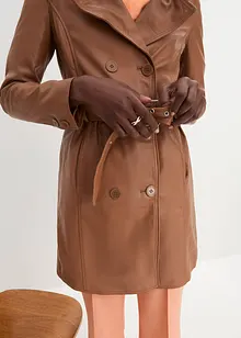 Leren trenchcoat van lamsnappa met ceintuur (2-dlg.), bonprix