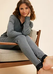 Thermo pyjama met legging en kant (2-dlg. set), bonprix