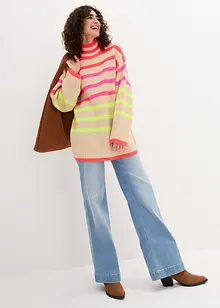 Oversized trui met neon strepen, bonprix