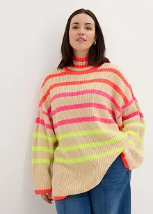 Oversized trui met neon strepen, bonprix