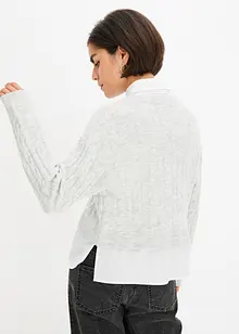 Trui met kabelpatroon en blouse-inzet, bonprix