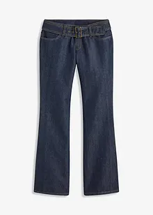 Flared jeans met low waist en riem, rinse washed (2-dlg. set), bonprix