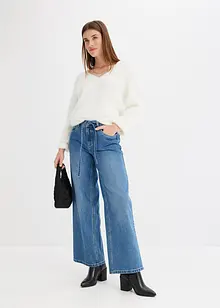 Wide leg jeans met mid waist, bonprix