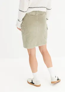 Korte cargo rok van corduroy met riem, bonprix