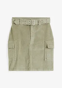 Korte cargo rok van corduroy met riem, bonprix