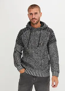 Grof gebreide hoodie met bikerdetails, bonprix