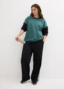 Joggingpak met sweater en wijde broek (2-dlg. set), bonprix