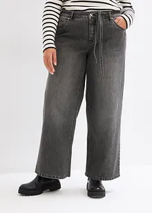 Wide leg jeans met mid waist, bonprix