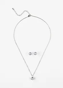 Ketting en oorstekers met zirkonia (3-dlg. set), bonprix