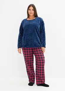 Fleece pyjama met flanellen broek (2-dlg. set), bonprix