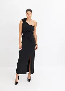 One shoulder jurk met veren, bonprix