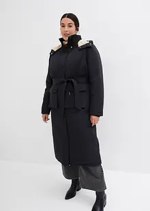 Lange winterparka met ceintuur, bonprix