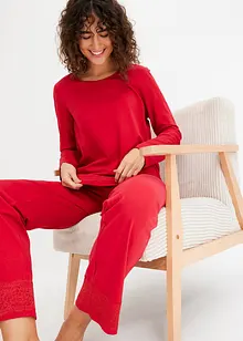 Pyjama van zacht katoen met kant (2-dlg. set), bonprix