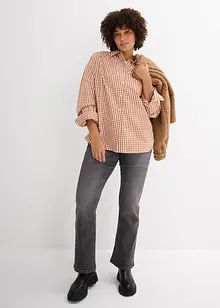 Oversized geruite blouse met pofmouwen, bonprix