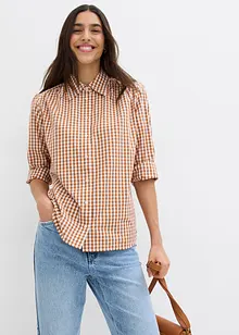 Oversized geruite blouse met pofmouwen, bonprix