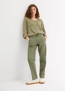 Blouse met lange mouwen en V-hals van vloeiende viscose, bonprix